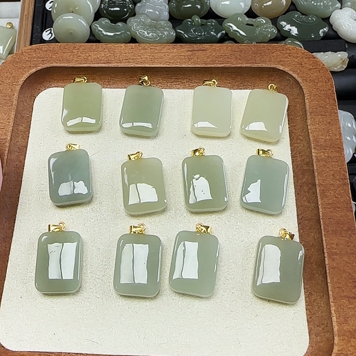 和田玉银S925镶嵌吊坠(不含链)多样性发一个