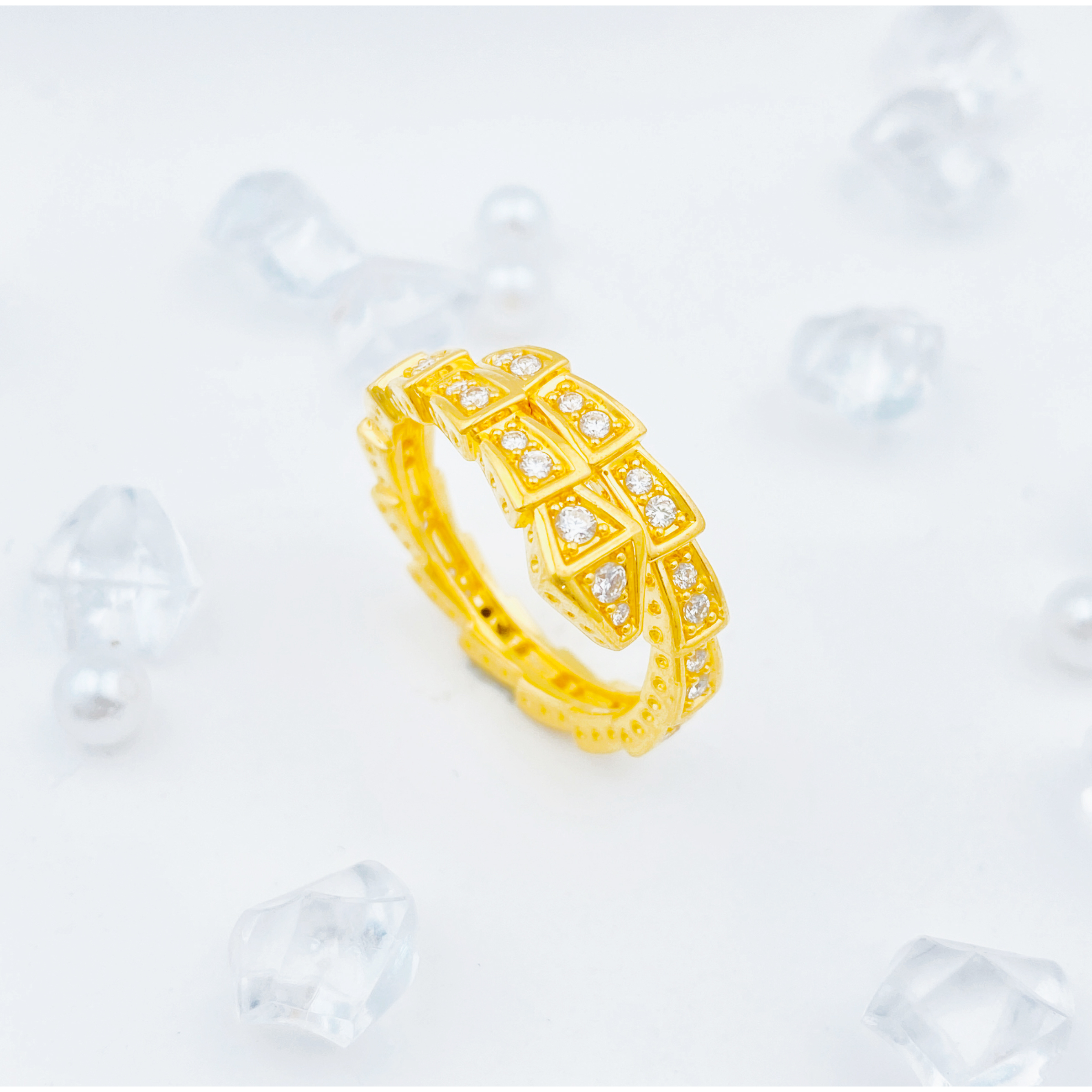 足金999 莫桑镶嵌蛇戒 1.61 16圈口