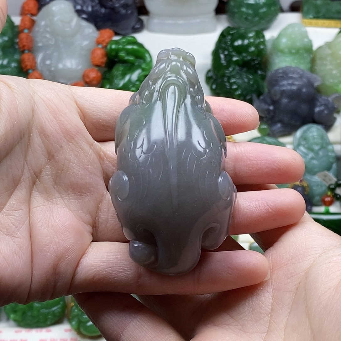 和田玉翠青大手把未镶嵌