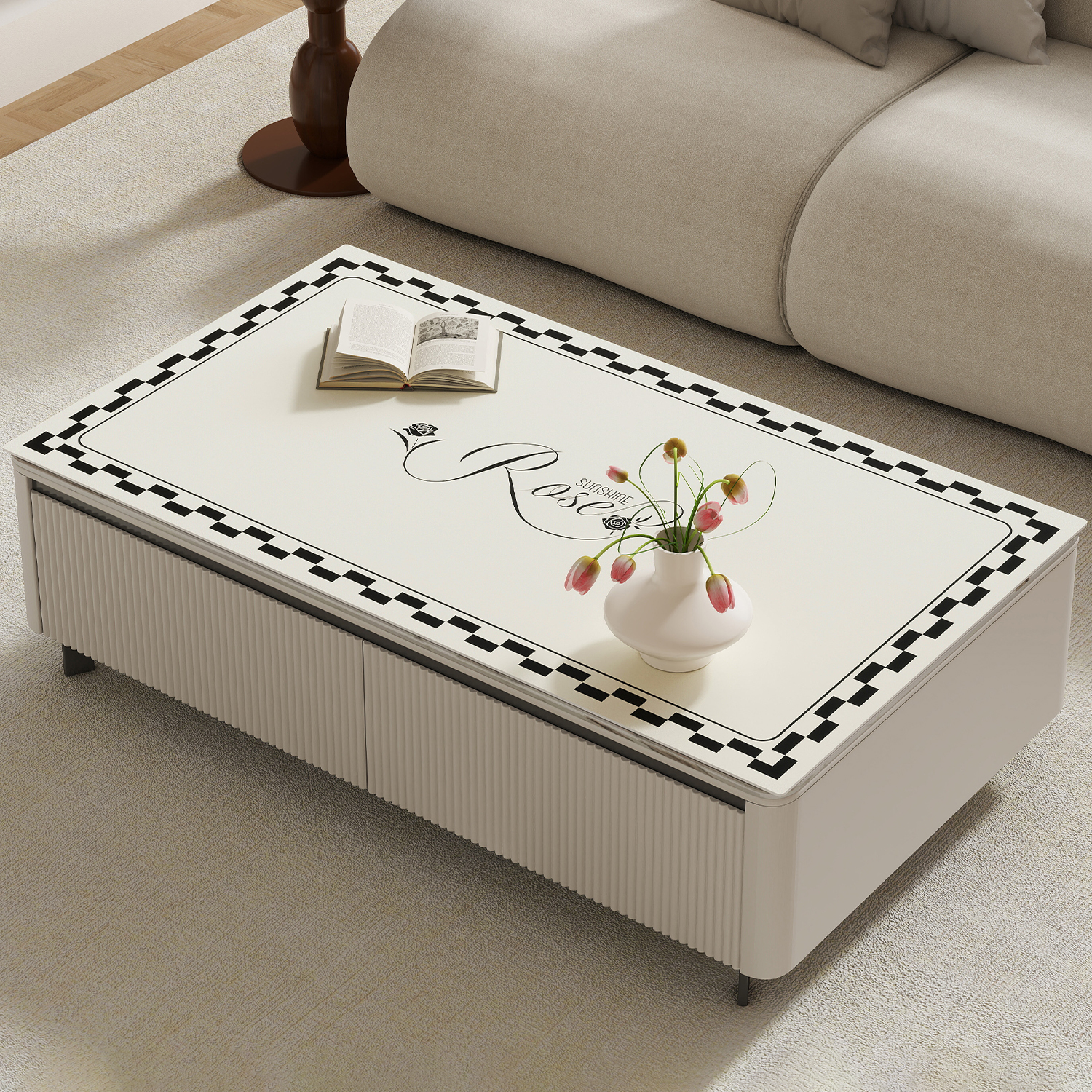 本知轻奢高级感茶几桌布防水防油防烫餐桌垫长方形家用茶几桌面垫