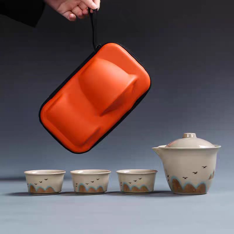 草木灰车载户外便携式旅行茶具简约家用泡茶器快客杯KK0226