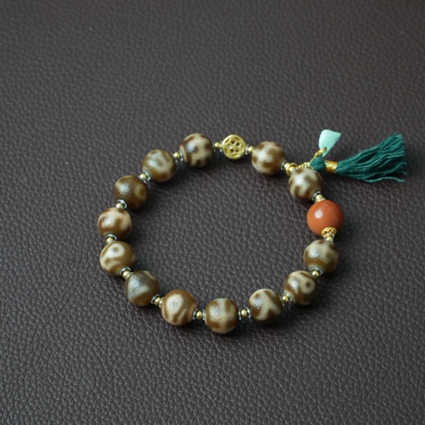 【明珠璀璨】牙黄贵人天珠阵手串 满包浆精品小珠径