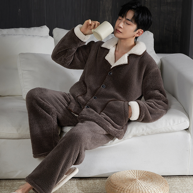 冬天睡衣男士冬季珊瑚绒男款2025新款法兰绒加厚加绒秋冬款家居服