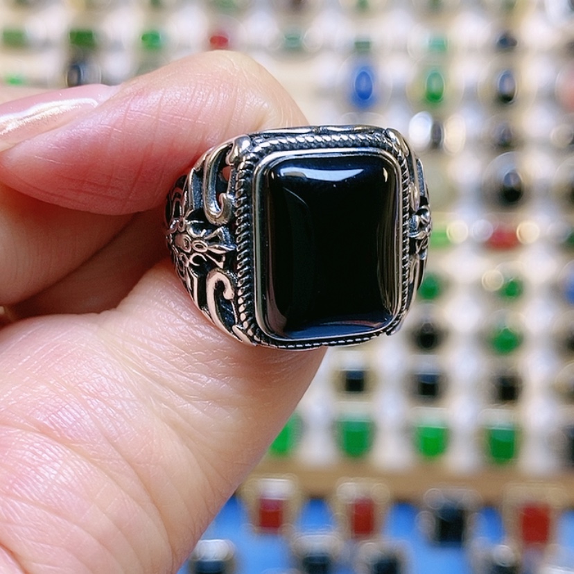 【闪购商品】玛瑙/玉髓戒指银S925镶嵌走**尘