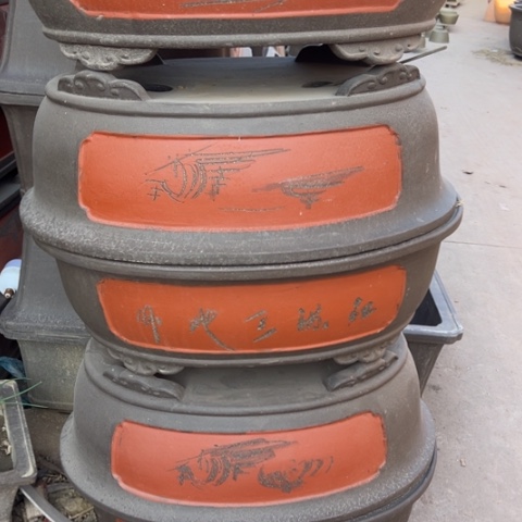 紫砂花盆外口80椭圆6个