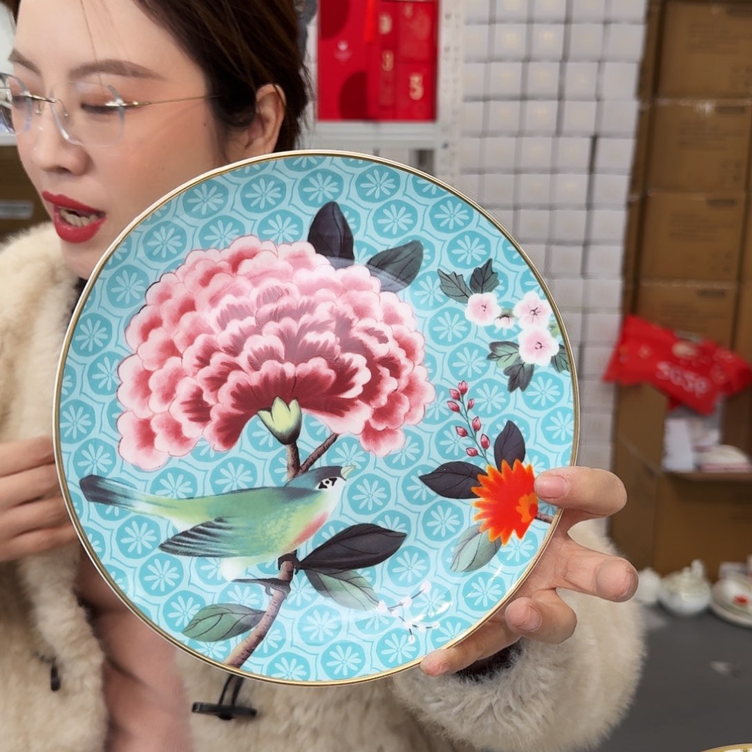 骨瓷高骨瓷8英寸月光盘20cm一个外贸骨瓷