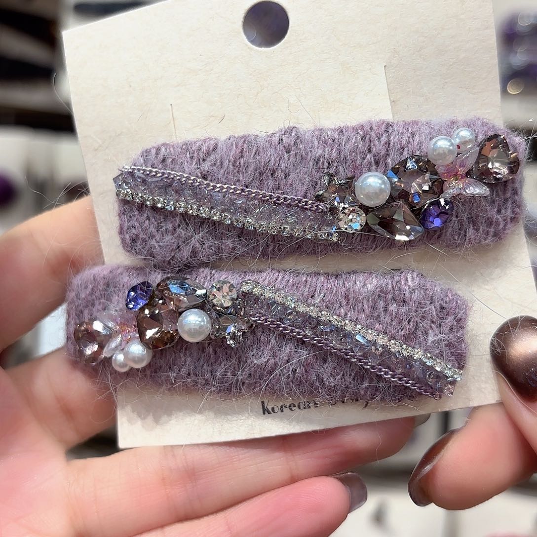 布艺铁合金紫色拜拜一对