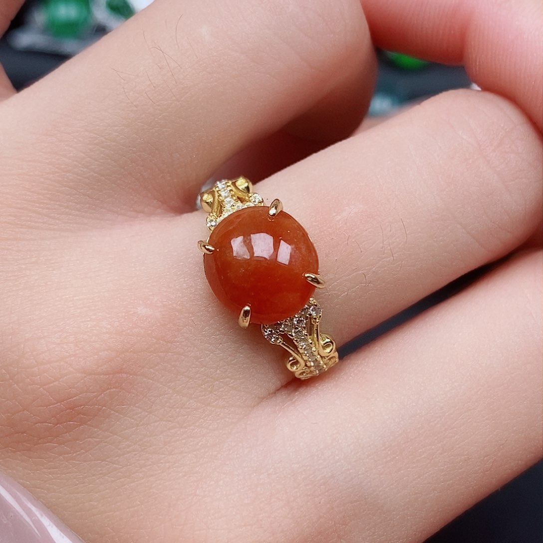 翡翠戒指银S925镶嵌戒指