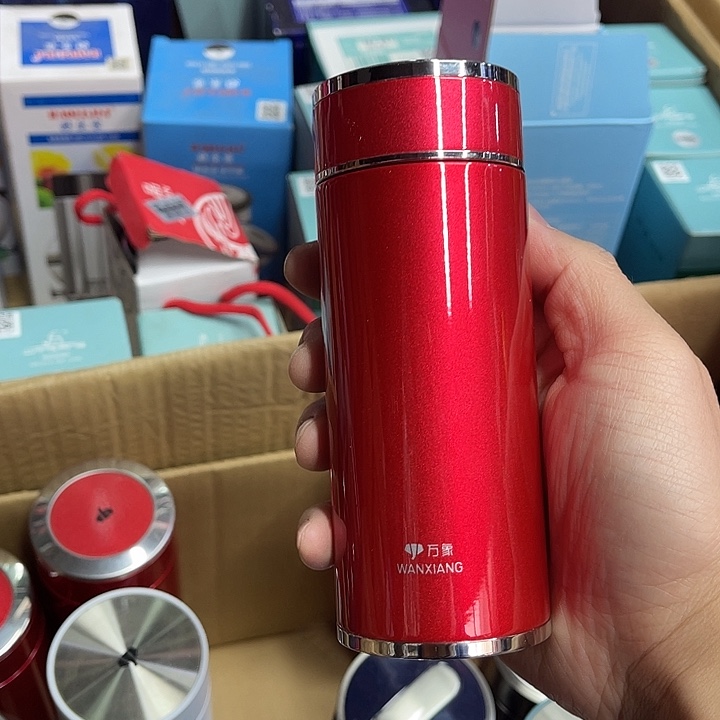 茶隔款玻璃万象保温杯红色200毫升