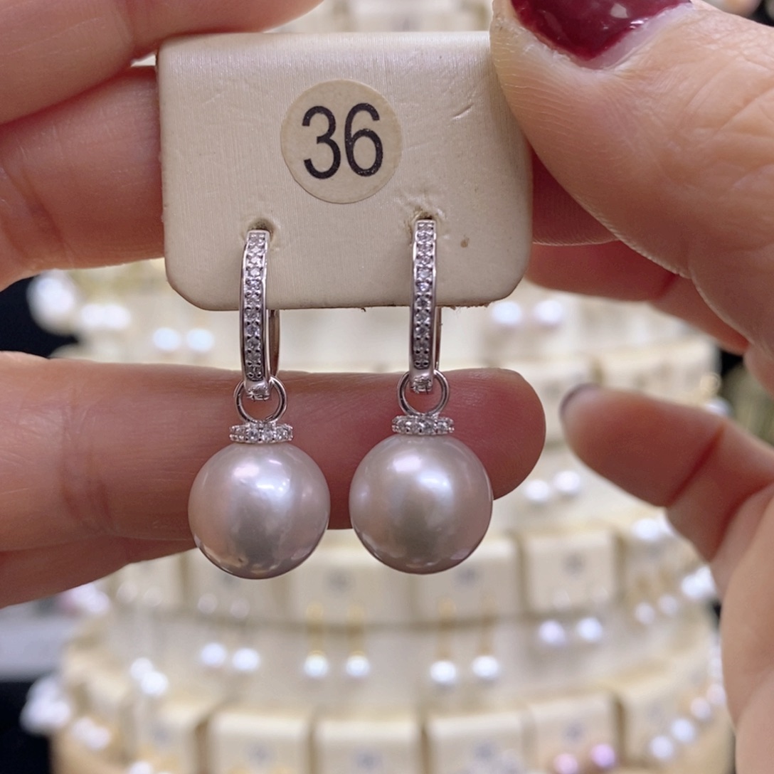 淡水珍珠耳饰银S925镶嵌