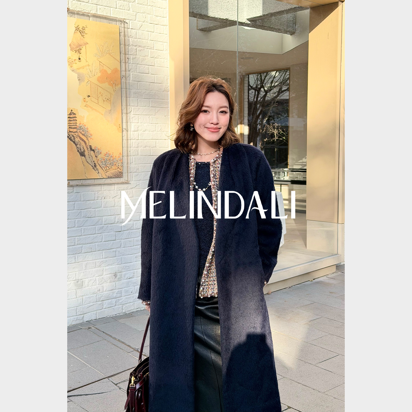 Melinda Li【蓝调苏力】秘鲁Alpaca羊驼毛澳毛无领腰带长款苏力大衣