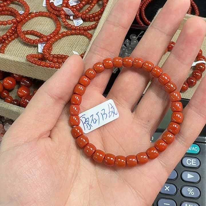 南红玛瑙手链未镶嵌原矿南红手串6mm➕瓦西直切柿子锦