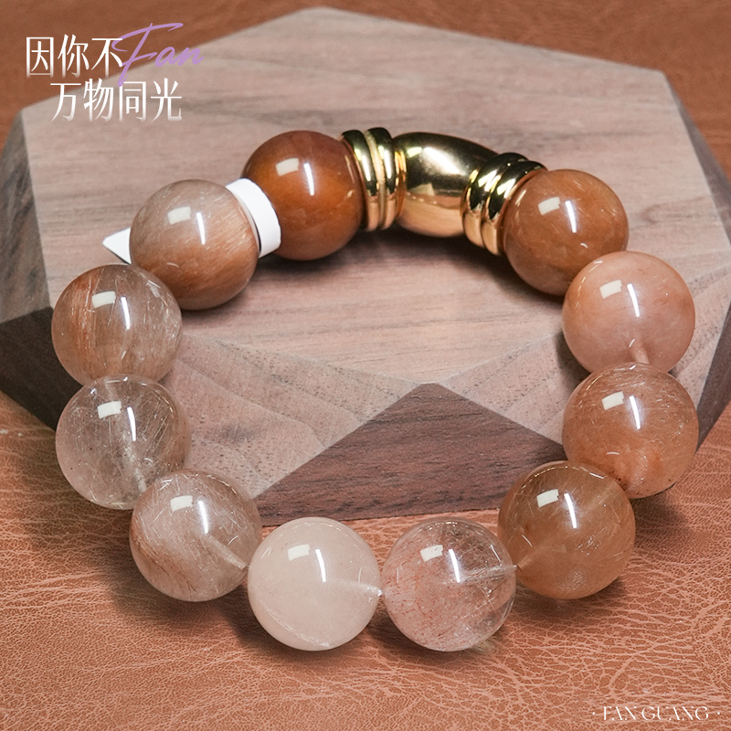 【金粉派对】GP系列天然彩兔毛水晶手串多样性发其一16mm