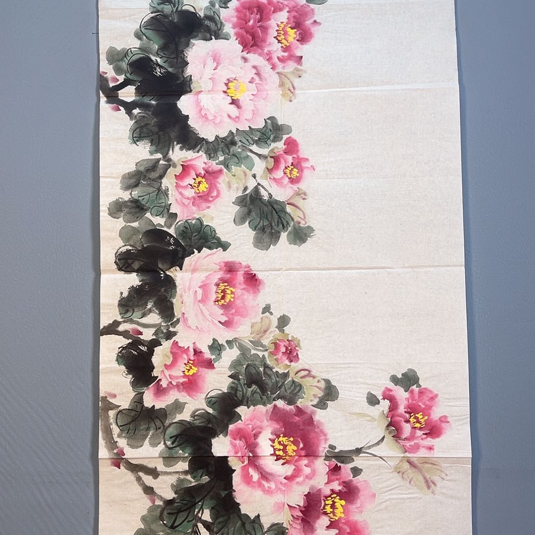 国画307 花红艳绿色如玉色