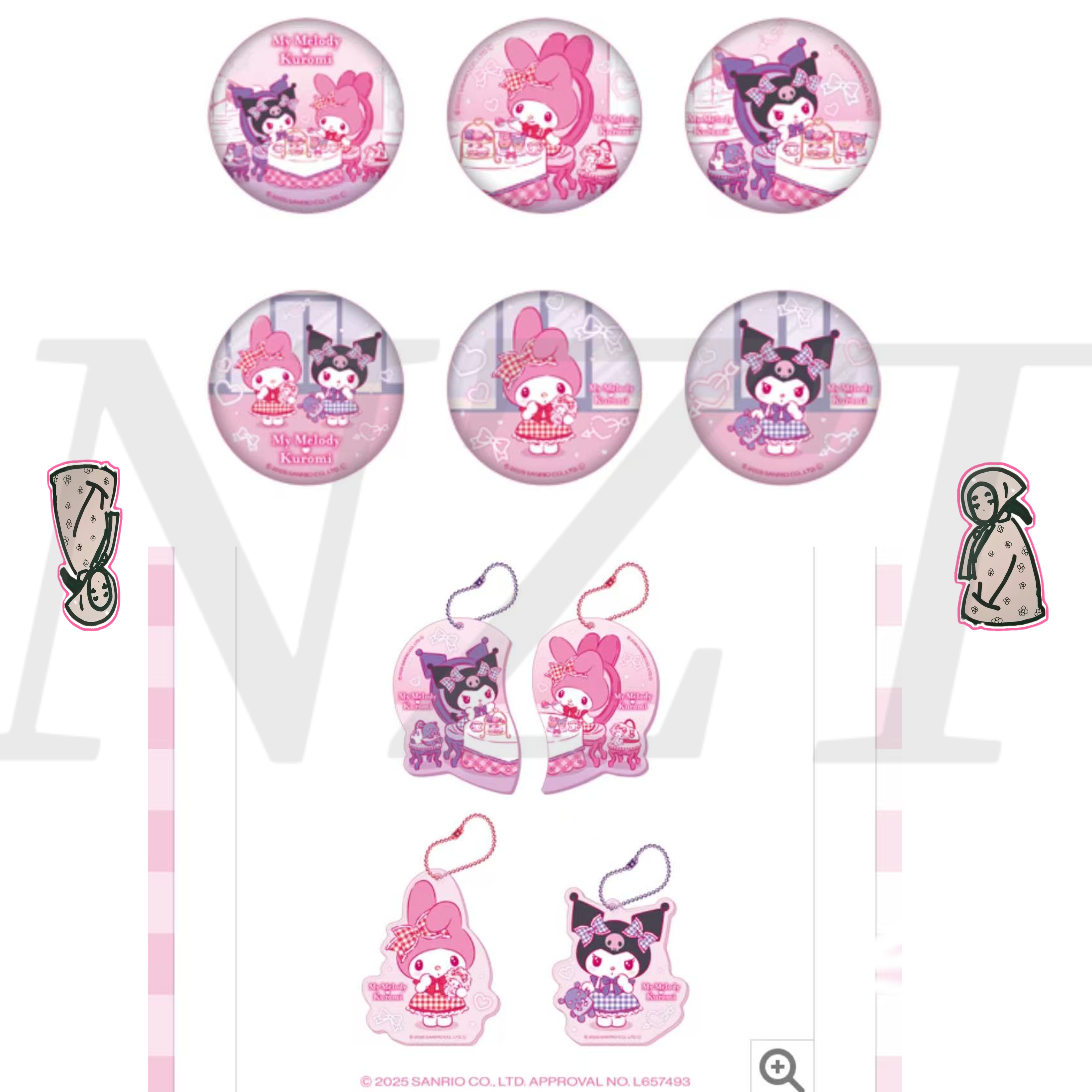 三丽鸥库洛米美乐蒂下午茶挂件吧唧徽章 散池 日版正版动漫周边