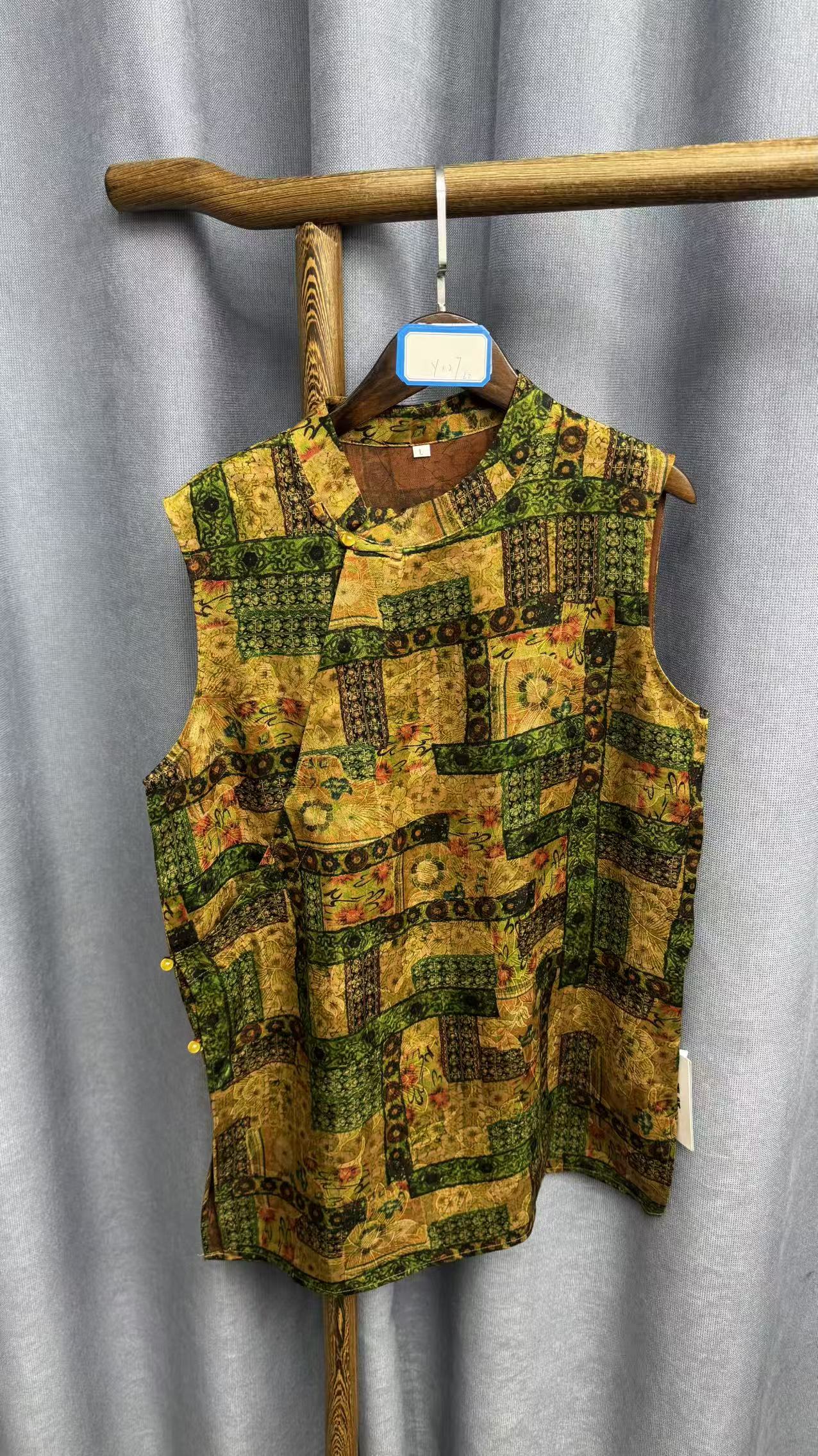 2025夏季新款时尚简约新中式桑蚕丝香云纱奥黛提花上衣女Y127