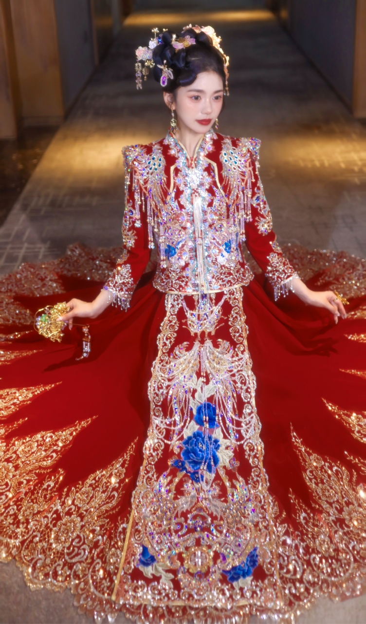 重工丝绒秀禾服2025新款婚服新娘结婚中式礼服高级敬酒服显瘦嫁衣