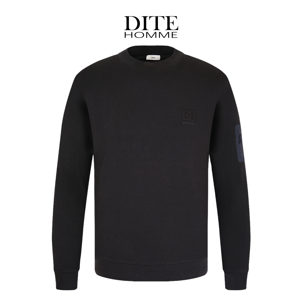 Dite迪特男士新款长袖休闲秋冬打底圆领T恤双D钢印标袖子口袋长袖