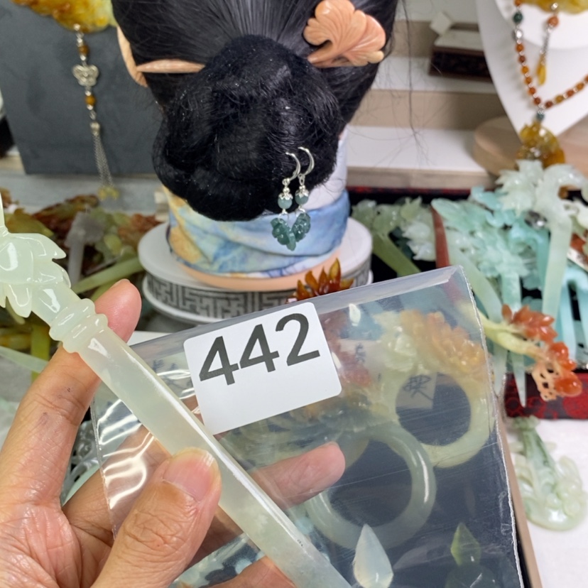 【闪购商品】岫玉发饰未镶嵌社***匪