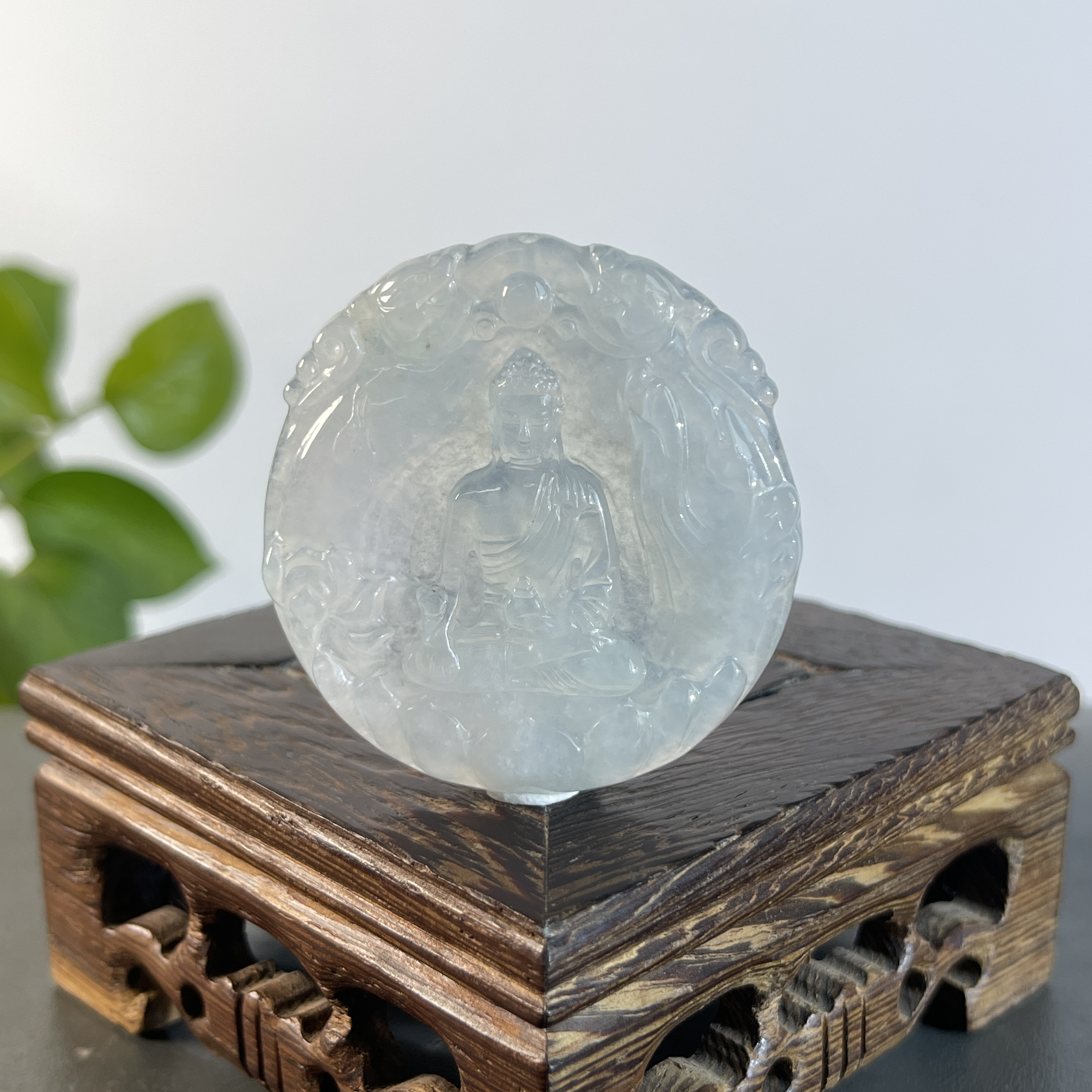 JXA02-91 天然缅甸A货翡翠  阿弥陀佛