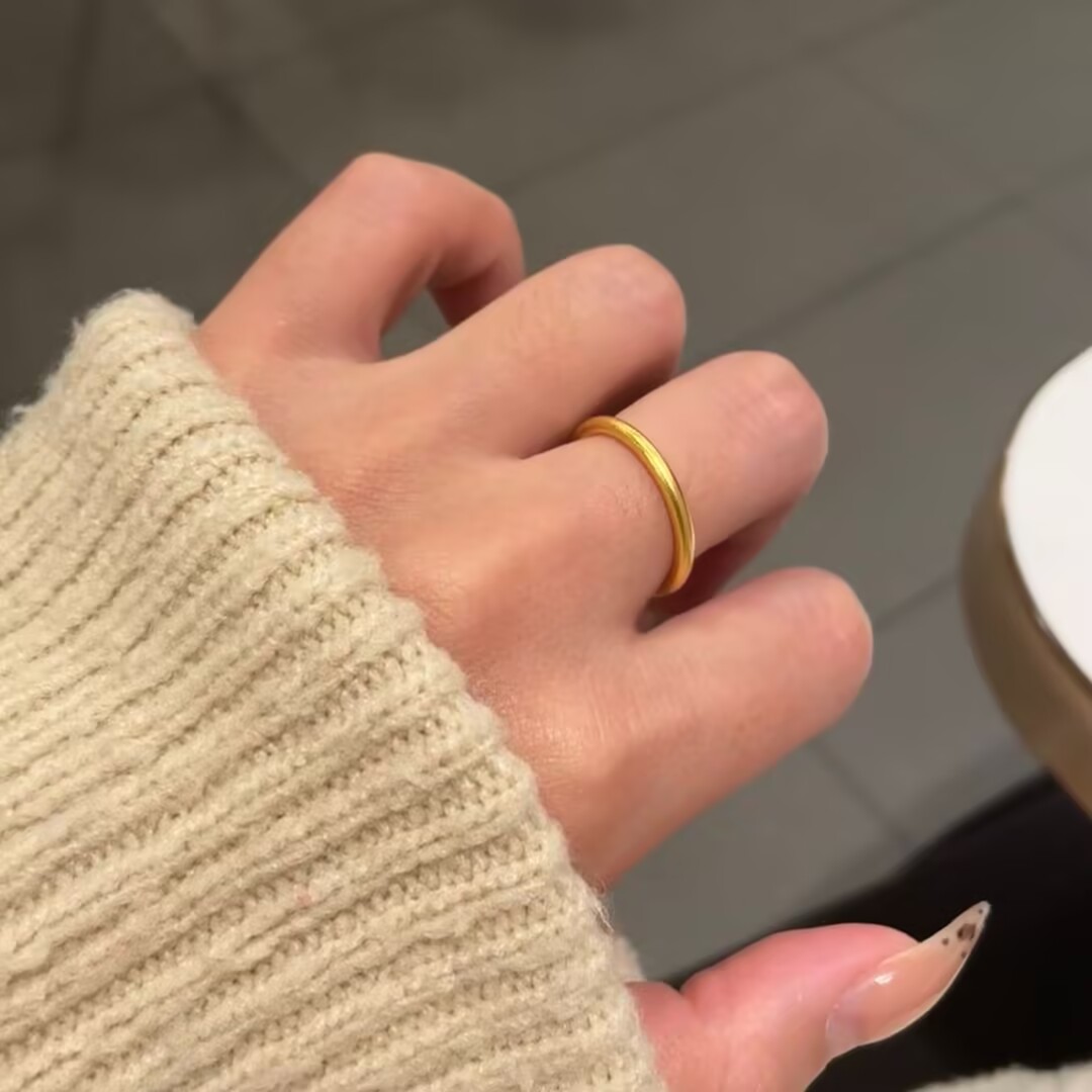 黄金 足金999 古法戒指 素圈戒指黄金戒指  素圈戒指黄金按克卖