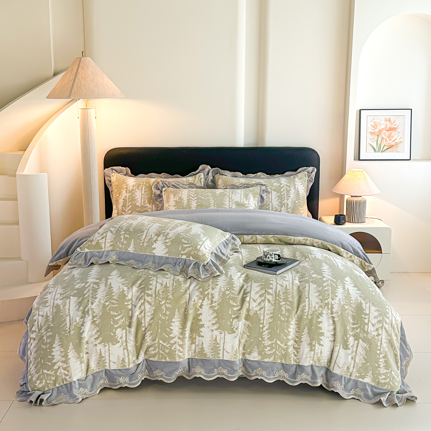 悠享家纺2025冬季新款雕花款云眠绒高克重四件套加绒加厚御寒保暖