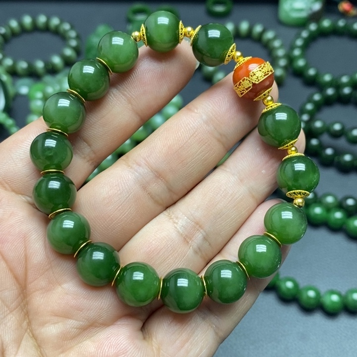 和田玉（碧玉）手串未镶嵌顺*