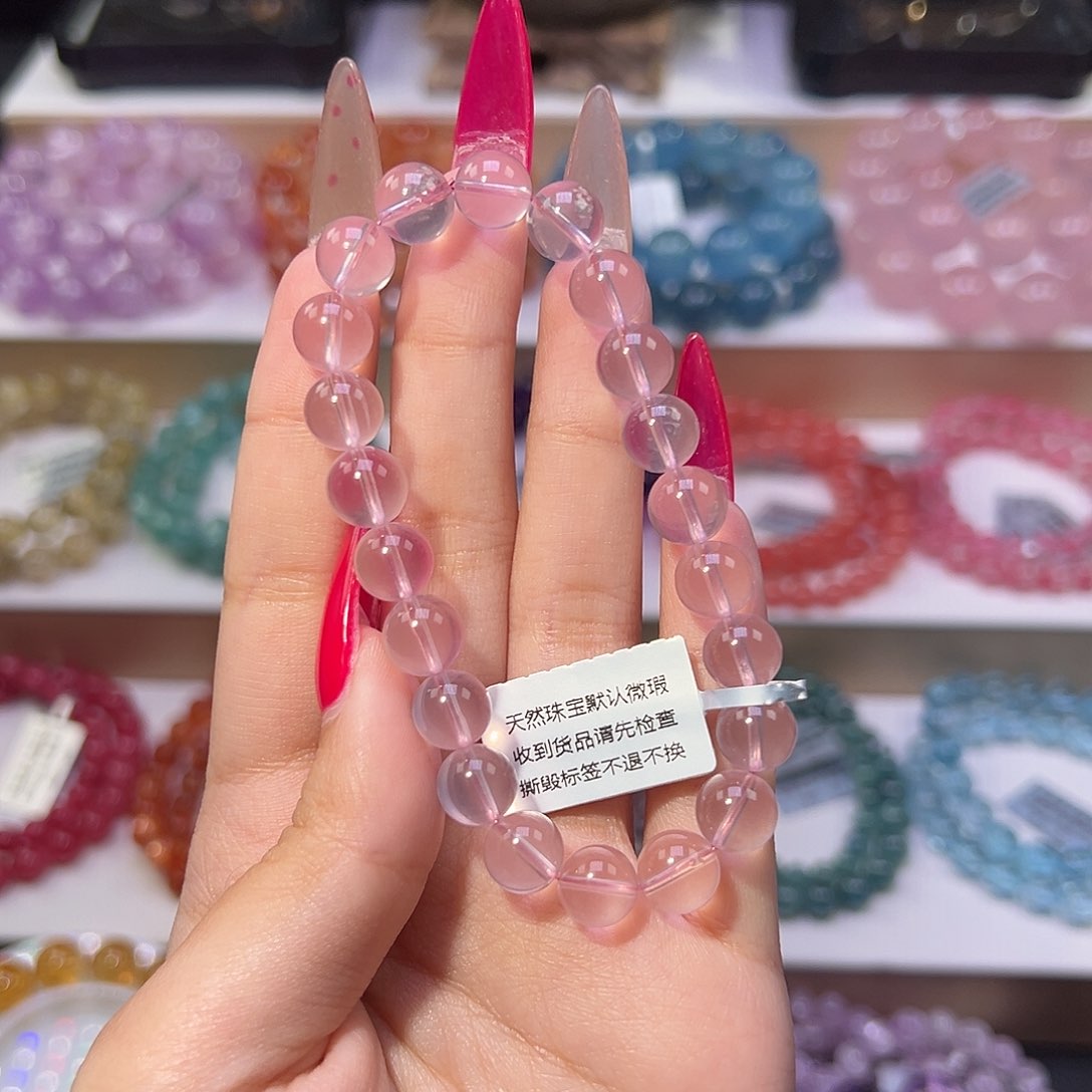 手串未镶嵌水晶天花板圣罗兰粉晶8.6mm