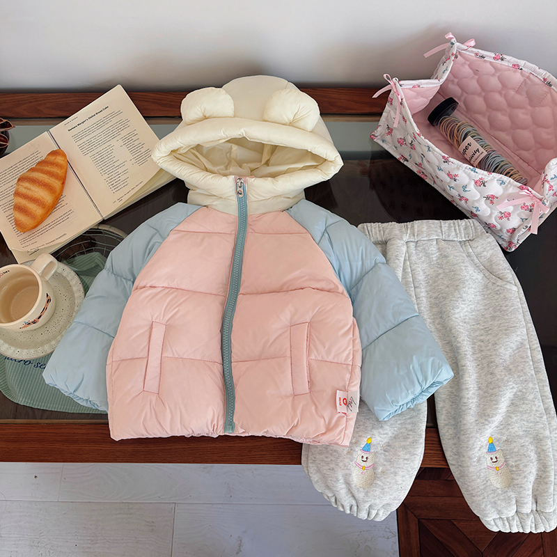 【现货】DW259927冬季新款儿童羽绒服女童90白鸭绒连帽外套女宝冬装