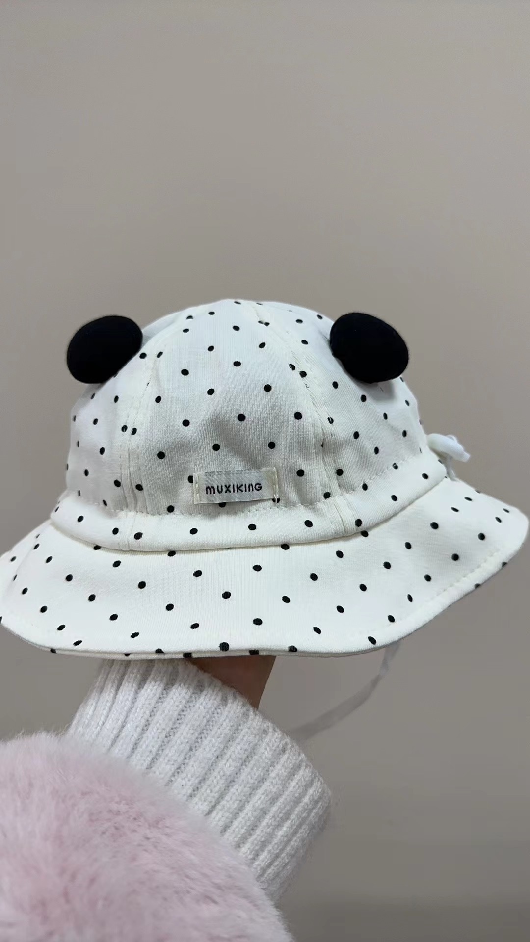 奶蒙-【5757】可爱波点帽可调节