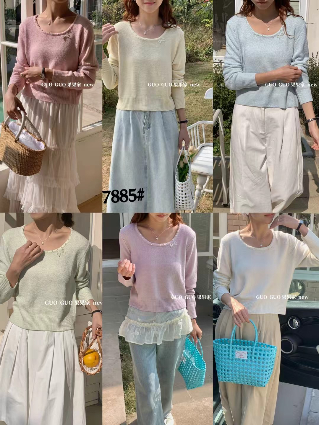 早春套头针织上衣