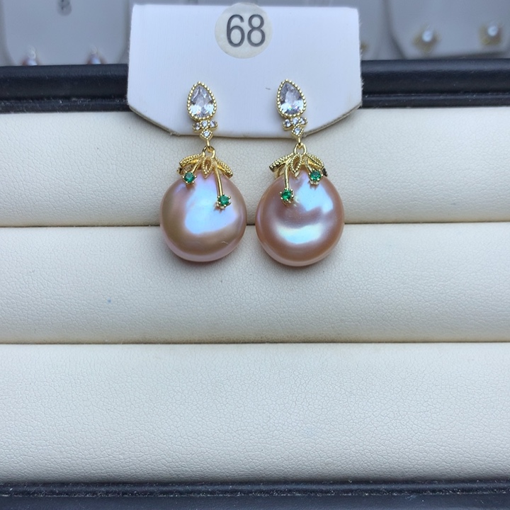 淡水珍珠耳饰银S925镶嵌