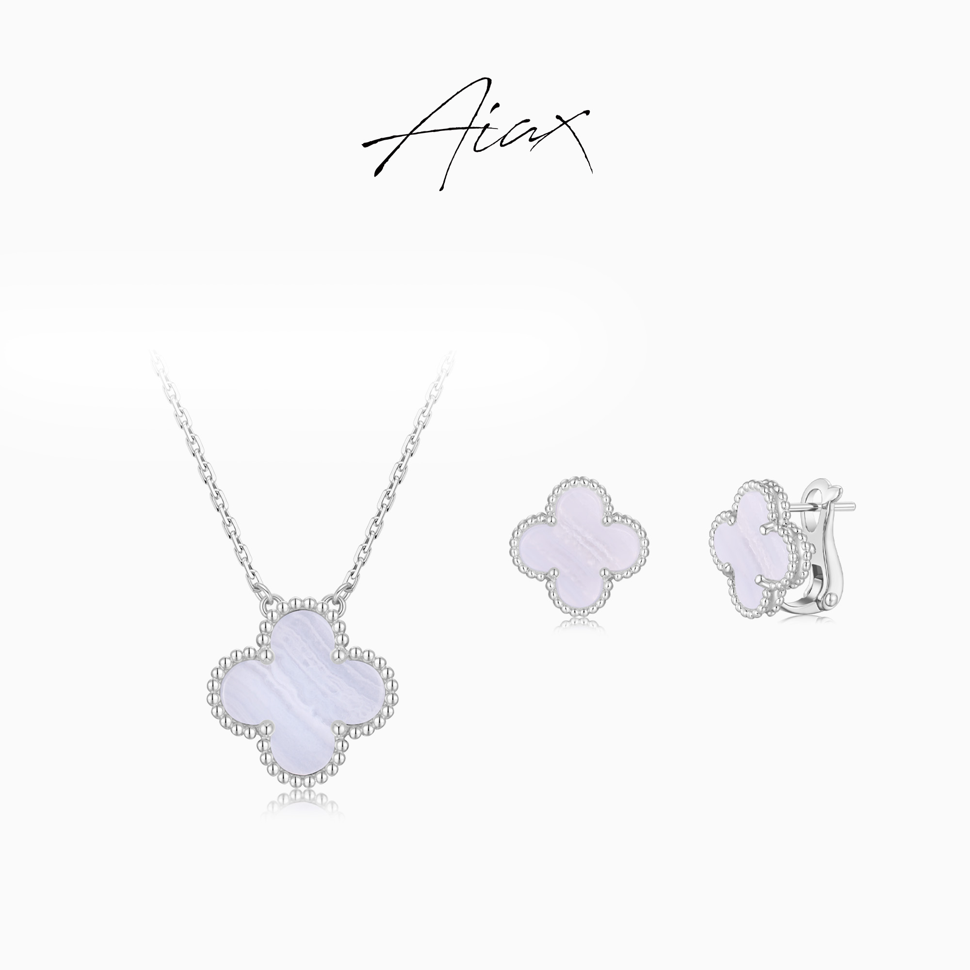 AIAX 925银 流光风 法式经典轻奢简约幸运草项链TSJ9303