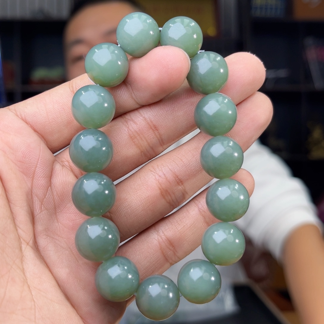 和田玉未镶嵌手串天然和田玉14年新疆且末正蓝卡14