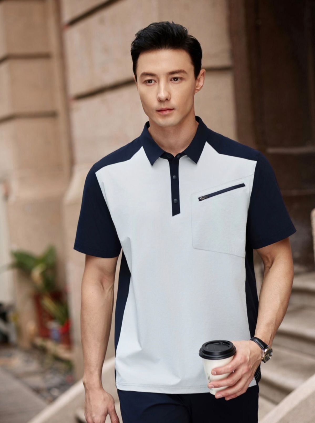 速干弹性超薄凉爽工厂车间夏季短袖工装制服拼色时尚户外百搭简约