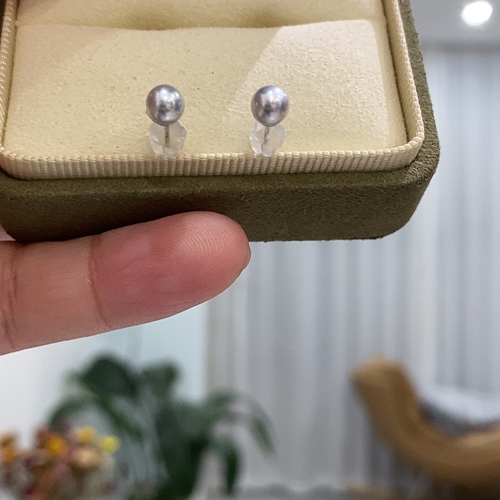 海水珍珠银S925镶嵌耳饰
