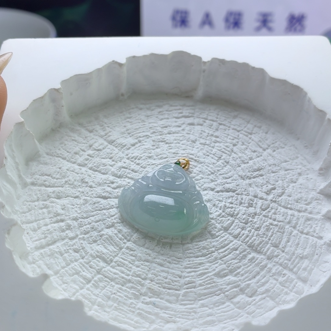 ✺***づ翡翠未镶嵌颈饰大漏佛公