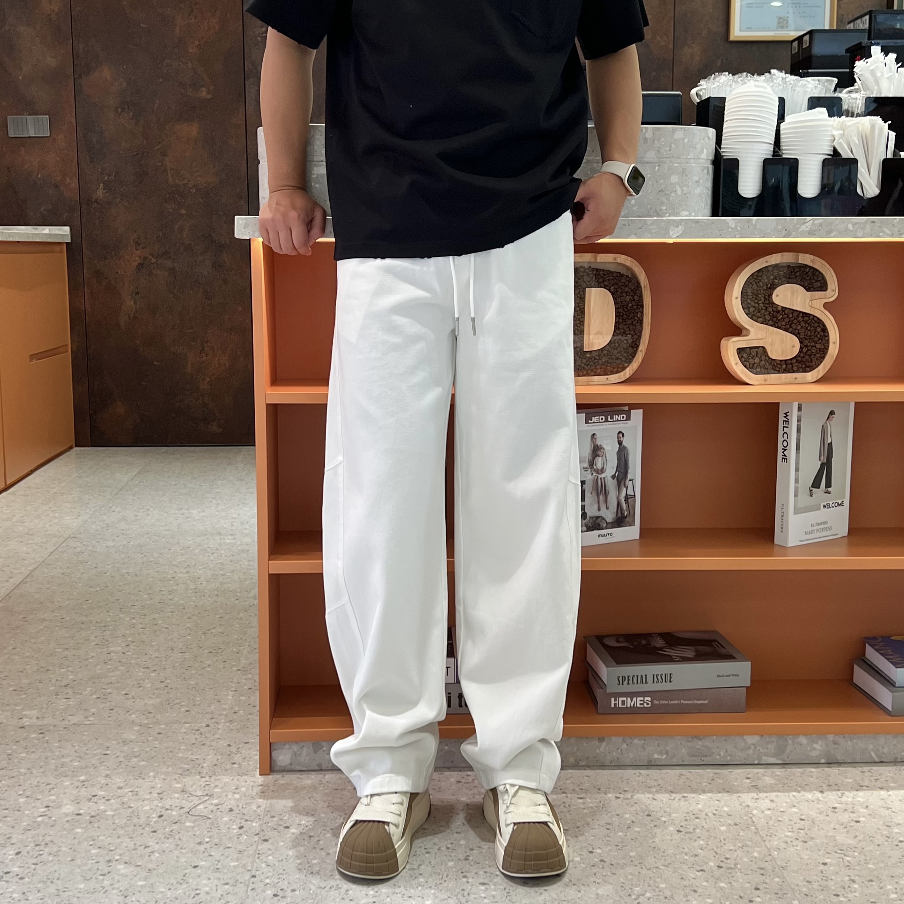 【弯刀】2025秋季莱赛尔男士松紧腰时尚简约宽松百搭弯刀直筒牛仔裤