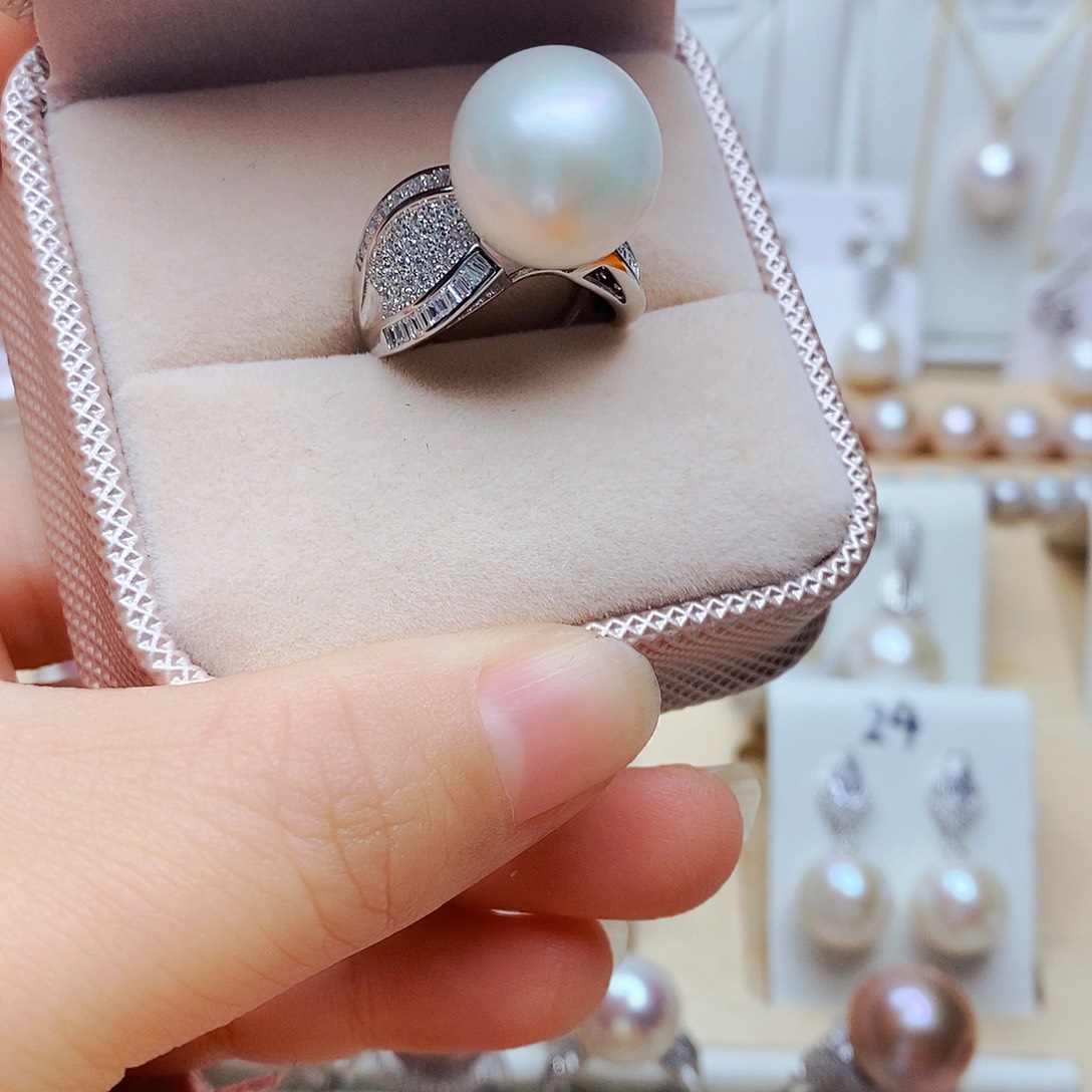 淡水珍珠戒指银S925镶嵌兰**香