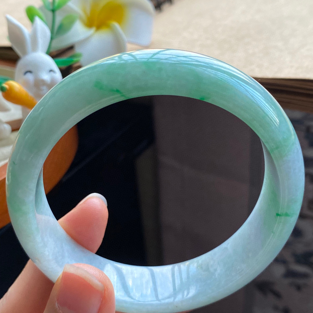 2.10批487号手镯60-16.2-8 飘阳绿色！青翠色明亮诱人！