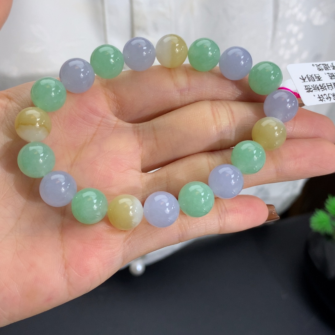 未镶嵌手链翡翠卡10胶润紫绿黄手串