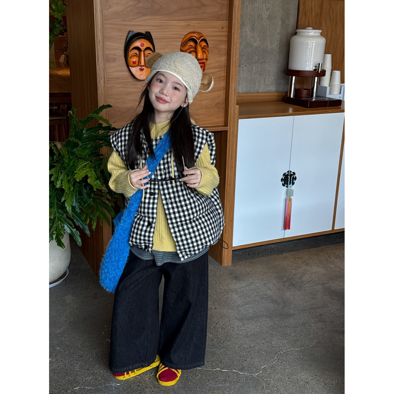 LJ-72039-TBB童装女童马甲2025秋冬新款韩版格子马甲慵懒随性学