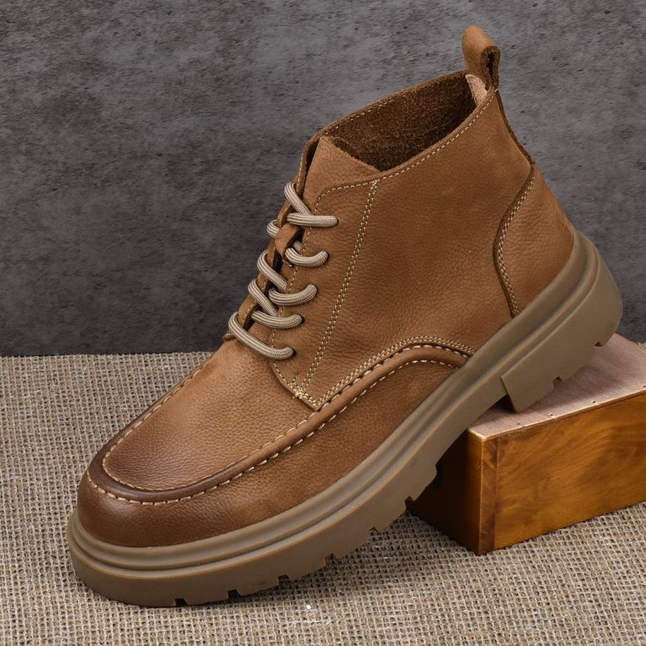 秋冬季新款马丁靴工装靴头层牛皮软底软面复古极简风男士尔西