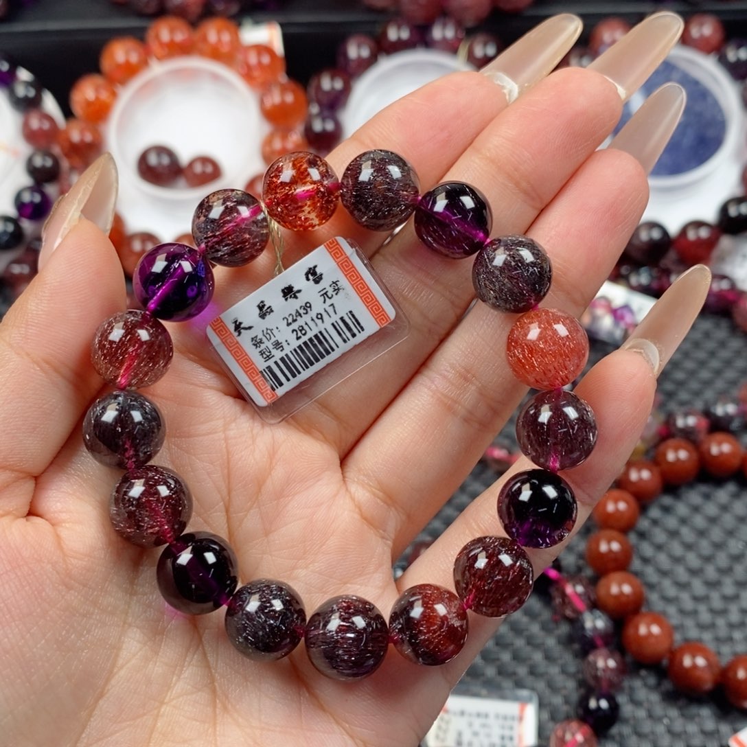 水晶手链未镶嵌水**步黑加仑超七2811917