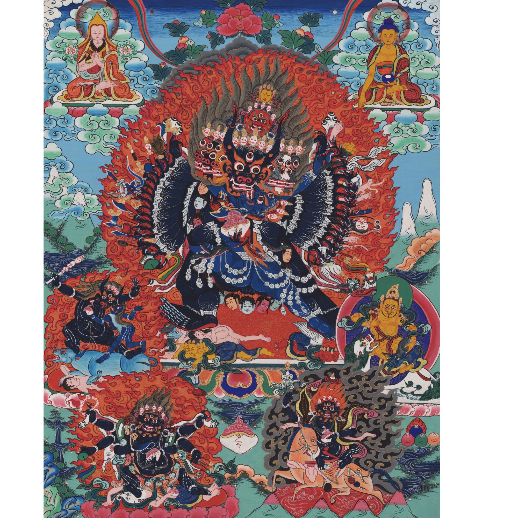 大威德金刚精美藏式手工唐卡AK-1602