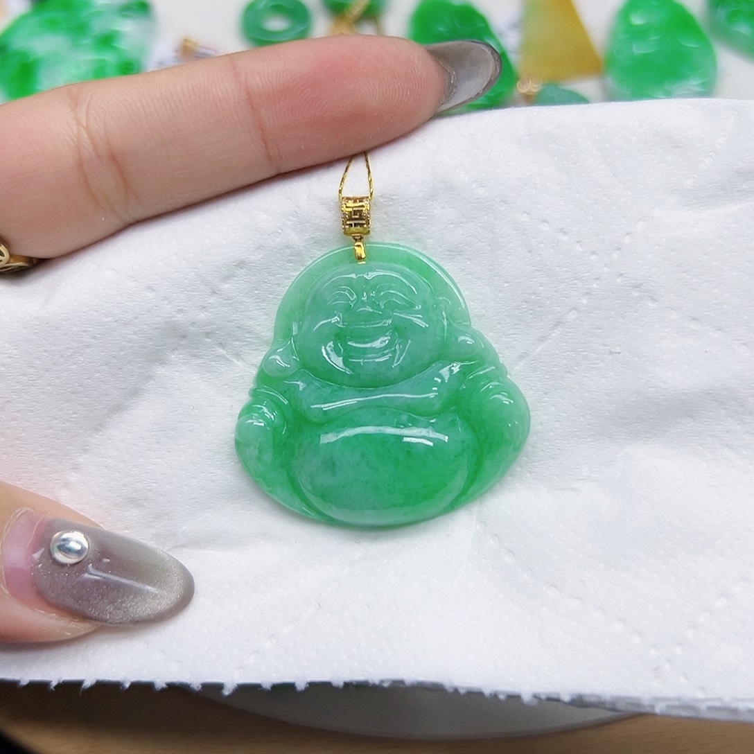 翡翠颈饰18K金镶嵌天然Ａ货翡翠