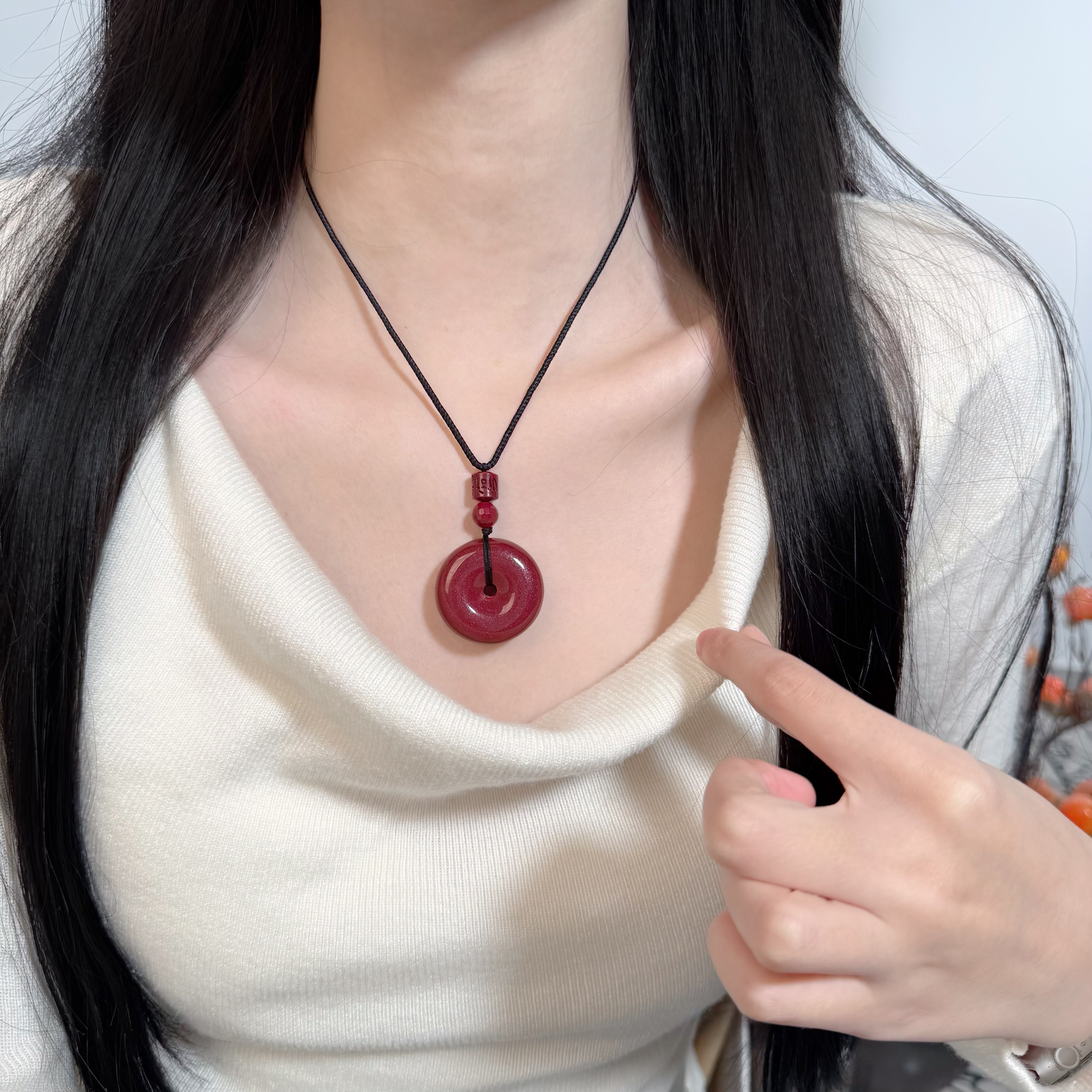 早兰 含辰砂工艺品【福彤朱砂平安扣】紫金砂本命年护身好物