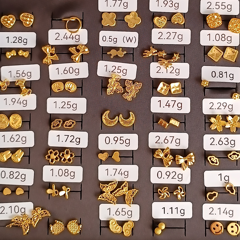 【兴隆黄金耳钉直播链接】足金999古法烧蓝烤漆5D5G耳钉耳饰5号链接