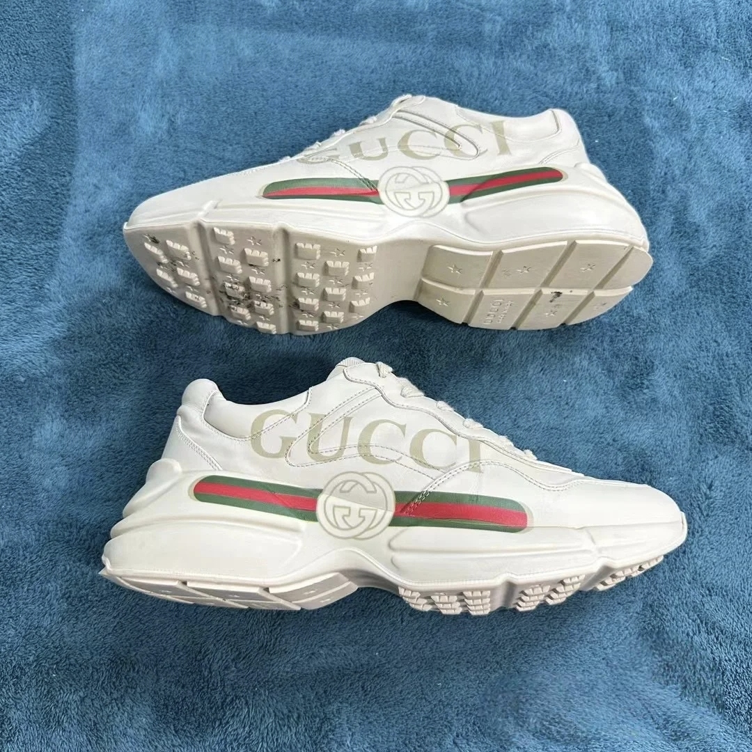 GUCCI/古驰男士白色腰带时尚百搭休闲老爹鞋