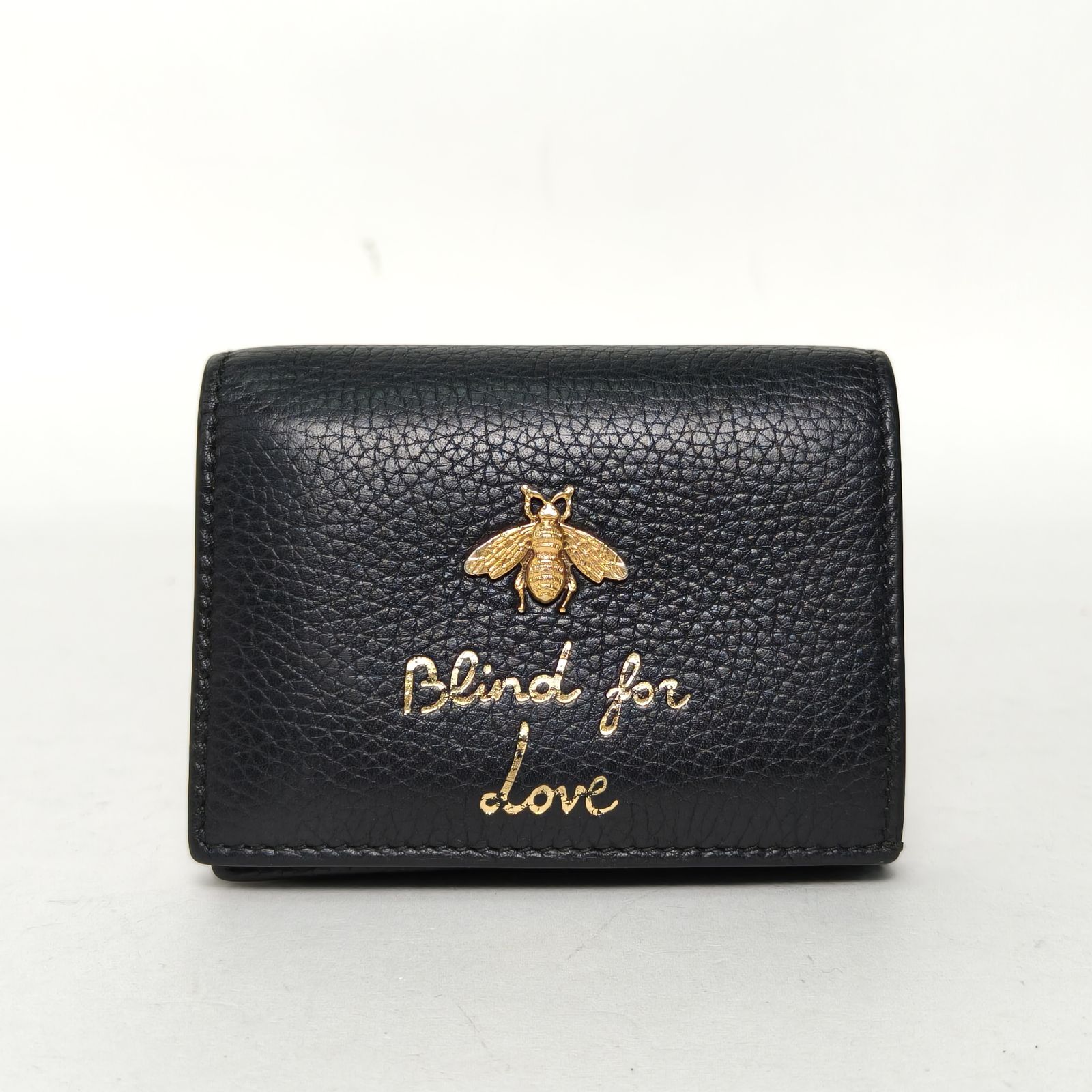 95新 GUCCI/古驰 【活动黑黑】 黑色 皮革C 小蜜蜂 卡包